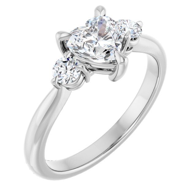 Three-Stone Heart-Shaped Engagement Ring Mounting Moijey Fine