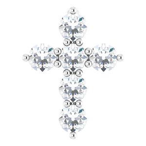 14K White 1/4 CTW Natural Diamond Cross Pendant