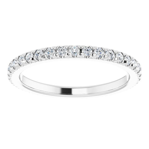 14K White Round Eternity Wedding Band