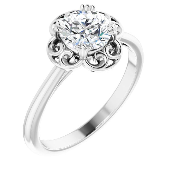 Round Filigree Solitaire Engagement Ring - Moijey Fine Jewelry and Diamonds