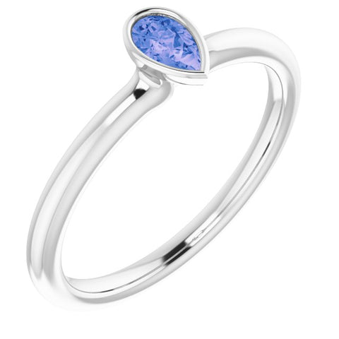 Sterling Silver Natural Tanzanite Stackable Ring