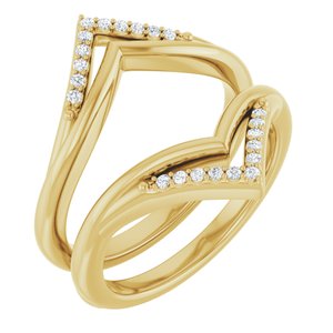 14K Yellow 1/8 CTW Natural Diamond Double Row Ring Guard