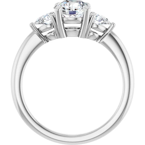 14K White 6.5mm Round Engagement Ring Mounting