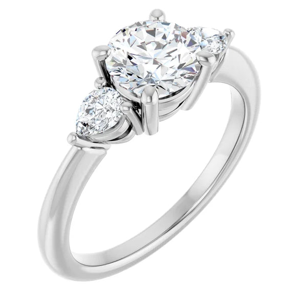 14K White 6.5mm Round Engagement Ring Mounting