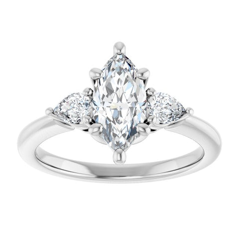 Marquise Three stone Diamond Ring 10x5 mm - Moijey Fine Jewelry and Diamonds