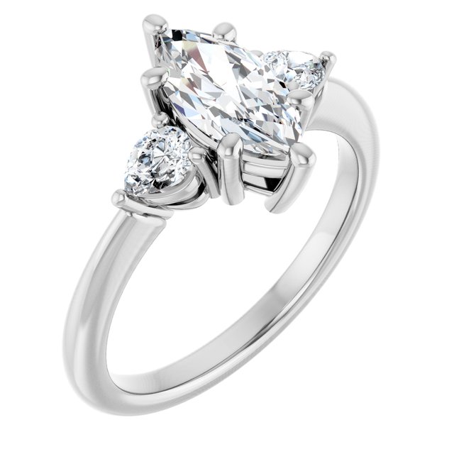 Marquise and Pear-Shaped Three-Stone Diamond Ring Setting