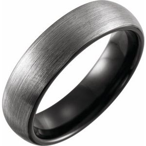 Black PVD Tungsten 6 mm Half Round Satin Band Size 10