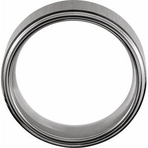 Tungsten 8 mm Tungsten Flat Stepped Edge Stone Band Size 10