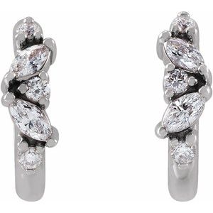 Sterling Silver 1/5 CTW Natural Diamond Huggie Earrings