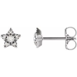 Sterling Silver 1/10 CTW Natural Diamond Star Earrings