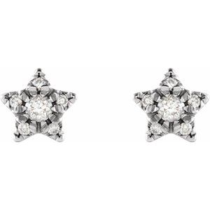 Sterling Silver 1/10 CTW Natural Diamond Star Earrings