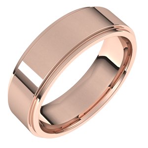 14K Rose 6 mm Flat Comfort Fit Edge Band Size 10