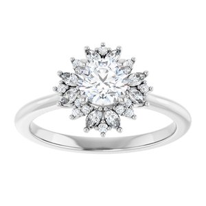 Petal Halo Round Engagement Ring Mounting