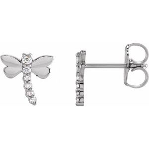 Sterling Silver .08 CTW Natural Diamond Dragonfly Earrings