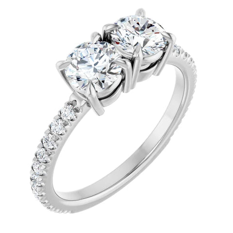 5.2 mm Two-Stone Round Engagement Ring Mounting