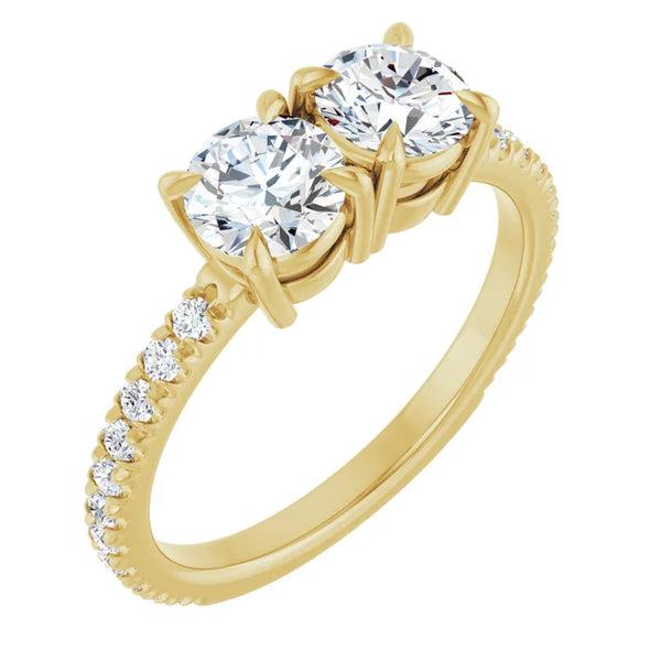 5.2 mm Two-Stone Round Engagement Ring Mounting