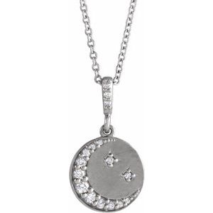 Sterling Silver 1/10 CTW Natural Diamond Crescent Moon 16-18" Necklace