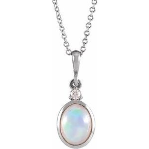 6x4 mm Natural Ethiopian Opal & .015 CT Natural Diamond 16-18" Necklace