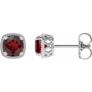 Sterling Silver 5 mm Natural Mozambique Garnet Earrings