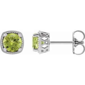 Sterling Silver 5 mm Natural Peridot Earrings