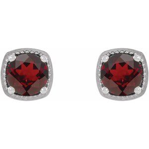 Sterling Silver 5 mm Natural Mozambique Garnet Earrings