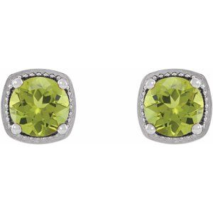 Sterling Silver 5 mm Natural Peridot Earrings