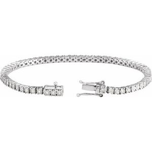 14K White 1 CTW Natural Diamond Illusion-Set Line 7" Bracelet