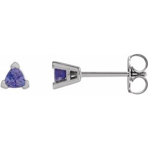 Sterling Silver 3 mm Trillion Natural Tanzanite V-Prong Earrings