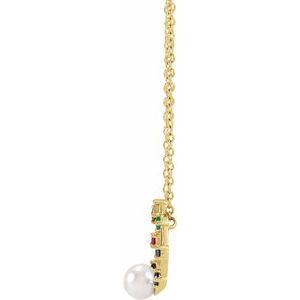 14K Yellow Akoya Cultured Pearl Hold You Forever® Rainbow Baby 18" Necklace