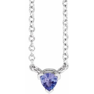 Sterling Silver Natural Tanzanite Solitaire 16" Necklace