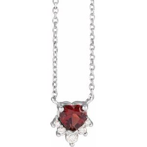 Sterling Silver Natural Mozambique Garnet & .07 CTW Diamond 16" Necklace