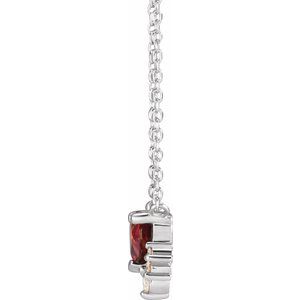 Sterling Silver Natural Mozambique Garnet & .07 CTW Natural Diamond 16" Necklace