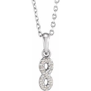 14K White .03 CTW Natural Diamond Petite Infinity 16-18" Necklace