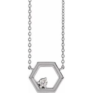 Sterling Silver .06 CT Diamond Honeycomb 16" Necklace