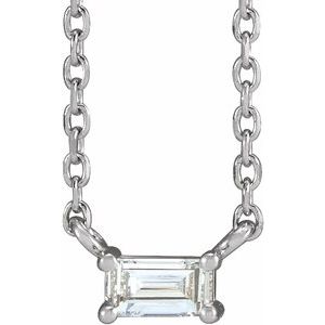 Sterling Silver 1/8 CT Natural Diamond Solitaire 18" Necklace