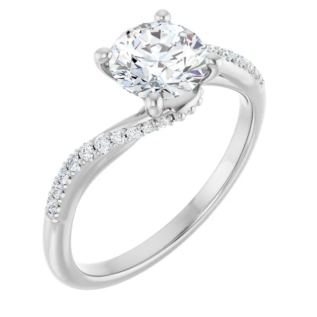 14K White Gold Accented Twist Engagement Ring