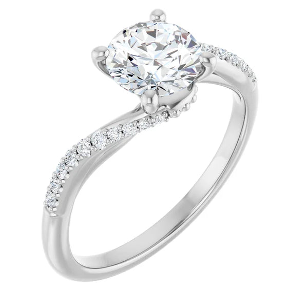 14K White Gold Accented Twist Engagement Ring