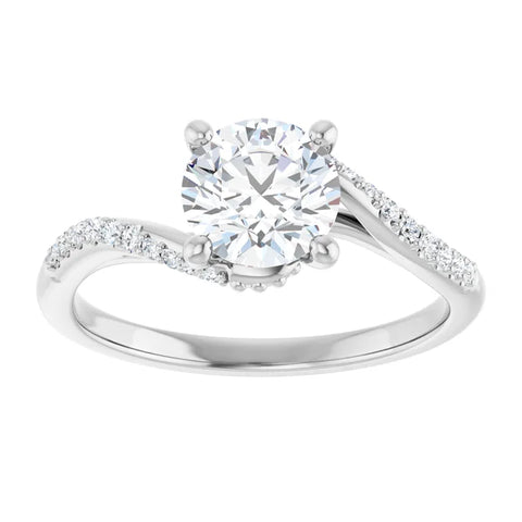 14K White Gold Accented Twist Engagement Ring