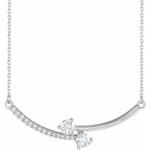 14K White 5/8 CTW Lab-Grown Diamond Two-Stone 18" Necklace