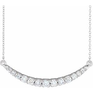 14K White 3/4 CTW Lab-Grown Diamond French-Set Bar 18" Necklace