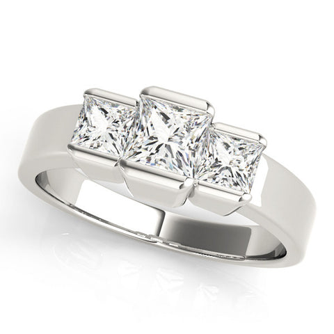 Modern Princess Three-Stone Engagement Ring Setting - Moijey Fine Jewelry and Diamonds