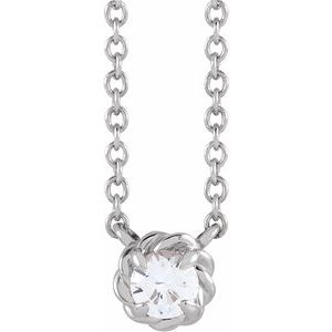 Sterling Silver 3mm :: 1/10 CT Natural Diamond Claw-Prong Rope 18" Necklace