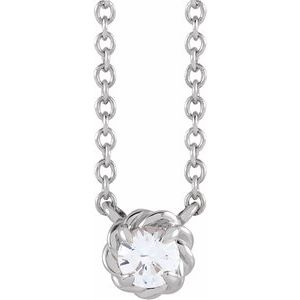 Sterling Silver 5 mm Natural White Sapphire Claw-Prong Rope 18" Necklace