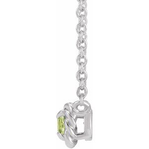 Sterling Silver 5 mm Natural Peridot Claw-Prong Rope 18" Necklace