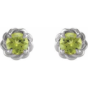 Sterling Silver 3 mm Natural Peridot Claw-Prong Rope Earrings