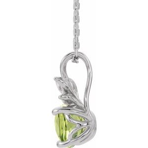 Sterling Silver Natural Peridot & 1/10 CTW Natural Diamond 16-18" Necklace
