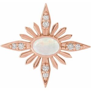 14K Rose Natural Ethiopian Opal & .08 CTW Natural Diamond Pendant