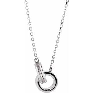 Sterling Silver .08 CTW Natural Diamond Interlocking Circle 18" Necklace