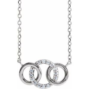 14K White .05 CTW Natural Diamond Interlocking Circle 18" Necklace