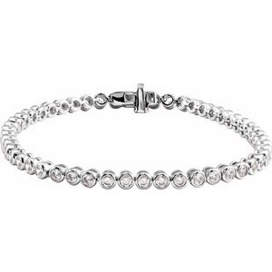 14K White 3 1/2 CTW Lab-Grown Diamond Bezel-Set 7" Bracelet